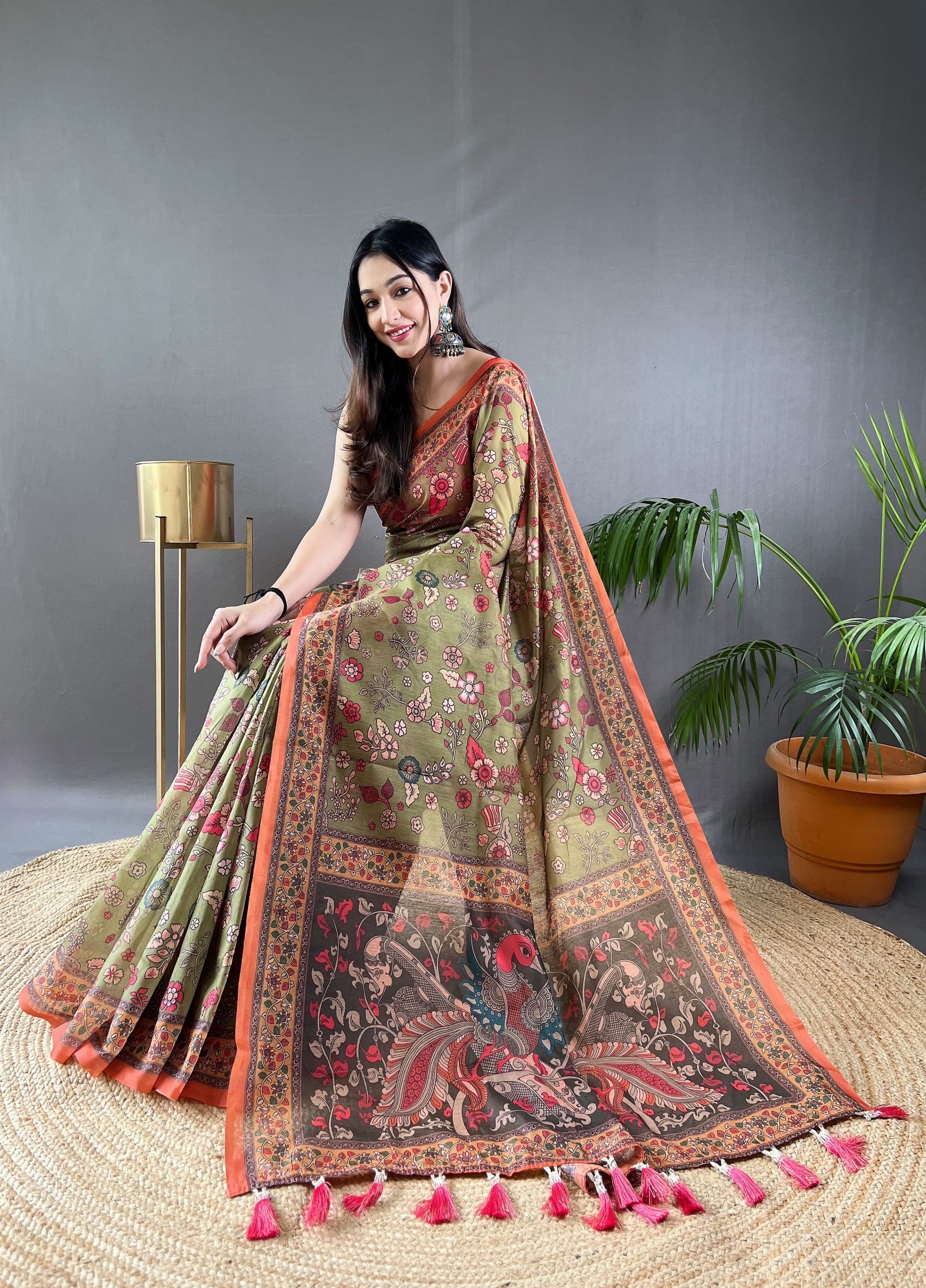 Product Image - Designer Malai Cotton Kalamkari Saree – Perfect Ethnic Wear