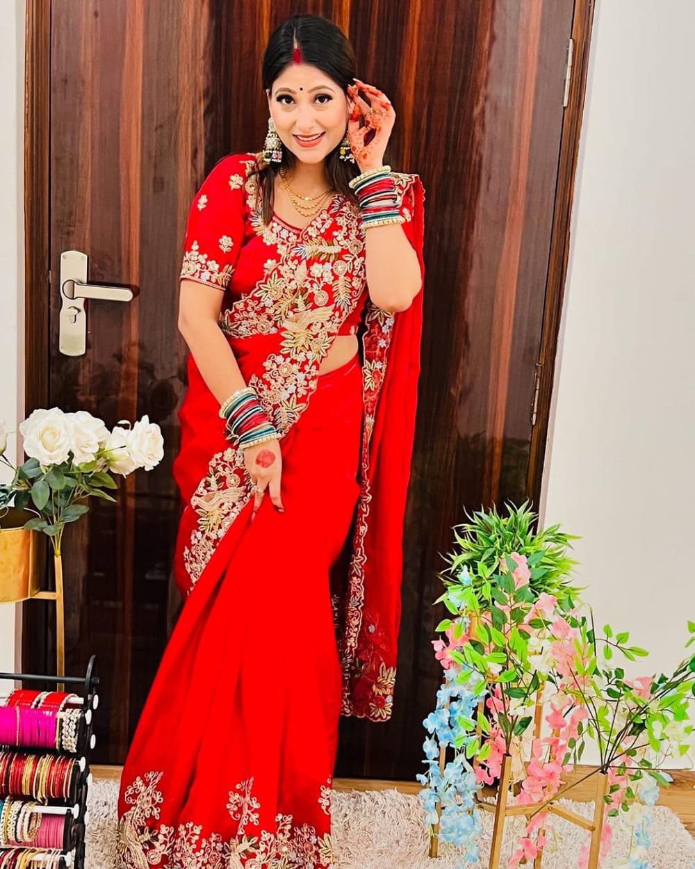 Product Image - Elegant Viscose Georgette Saree with Banarasi Multi Embroidery | Festive Wear