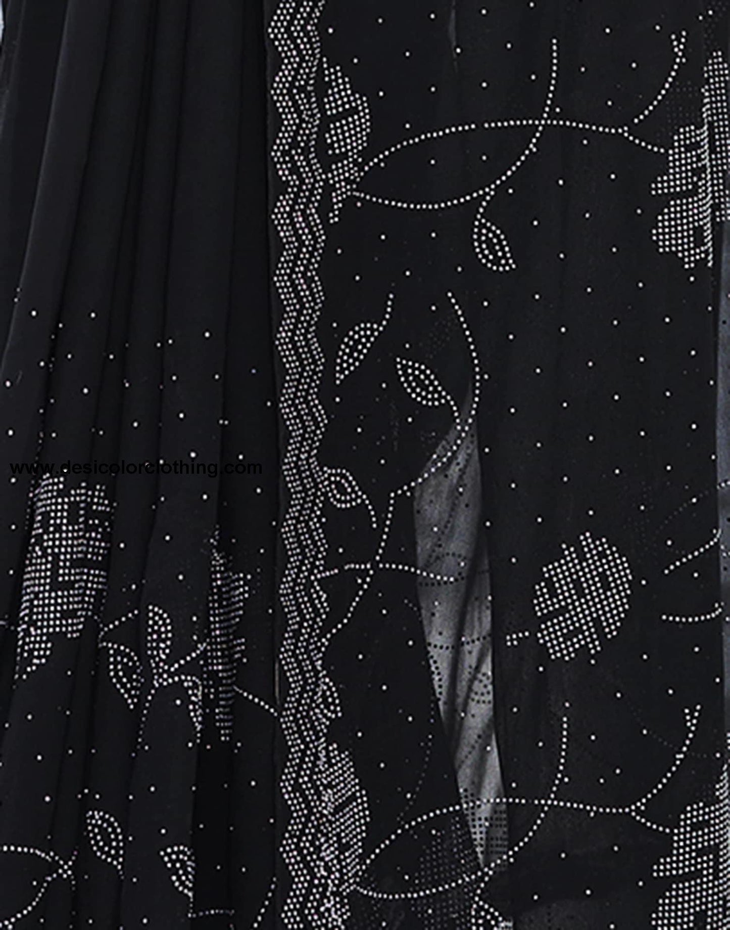 Black Swarovski Georgette Stone Work Saree