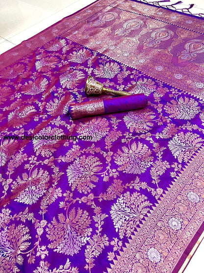 Pure Silk Saree with Minakari Work and Original Jari