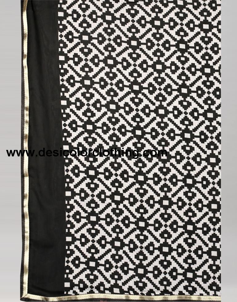 Black Coloured Chiffon Printed Saree | SLV2219S208