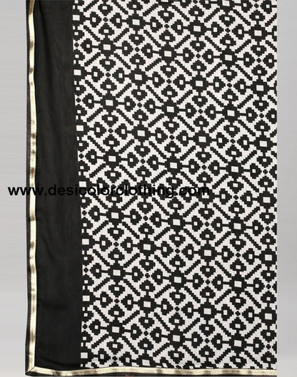 Black Coloured Chiffon Printed Saree | SLV2219S208