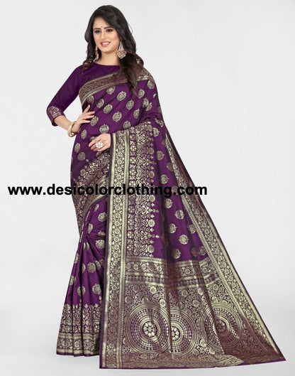 Purple Jacquard Banarasi Silk Saree