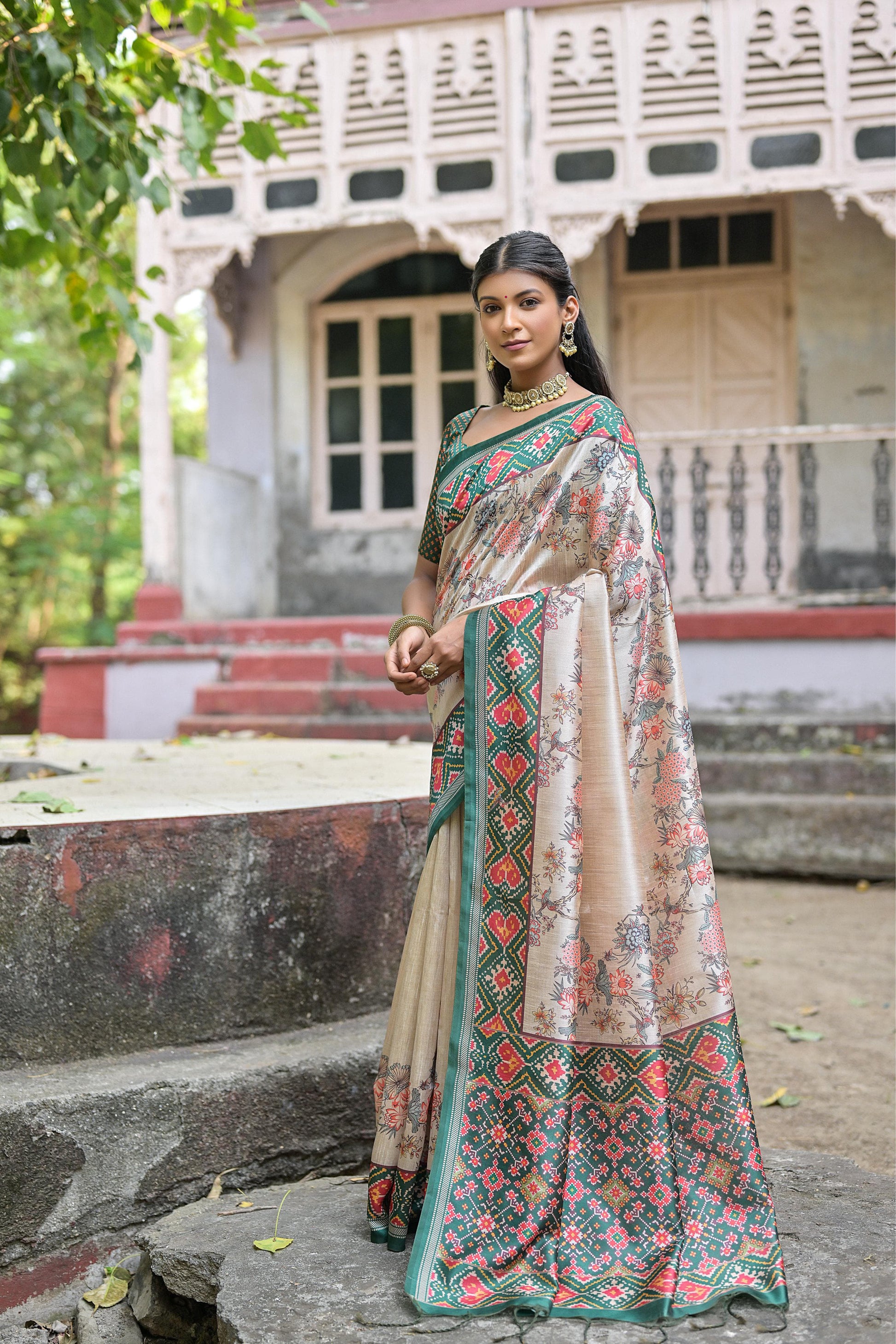 Product Image - Yogita Patola Designer Saree in Tussar Silk with Patola Print