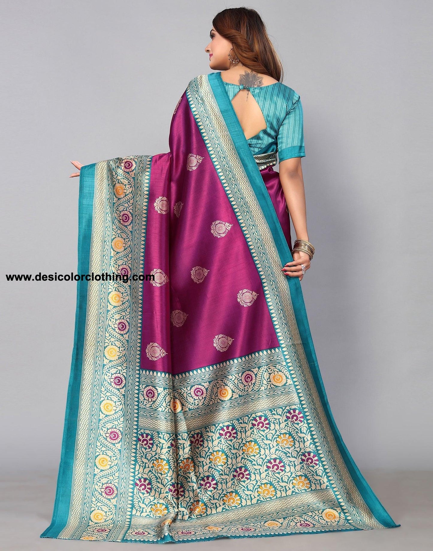 Purple Silk Printed Saree
