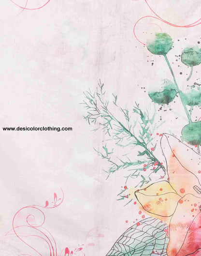 White Cotton Printed Saree