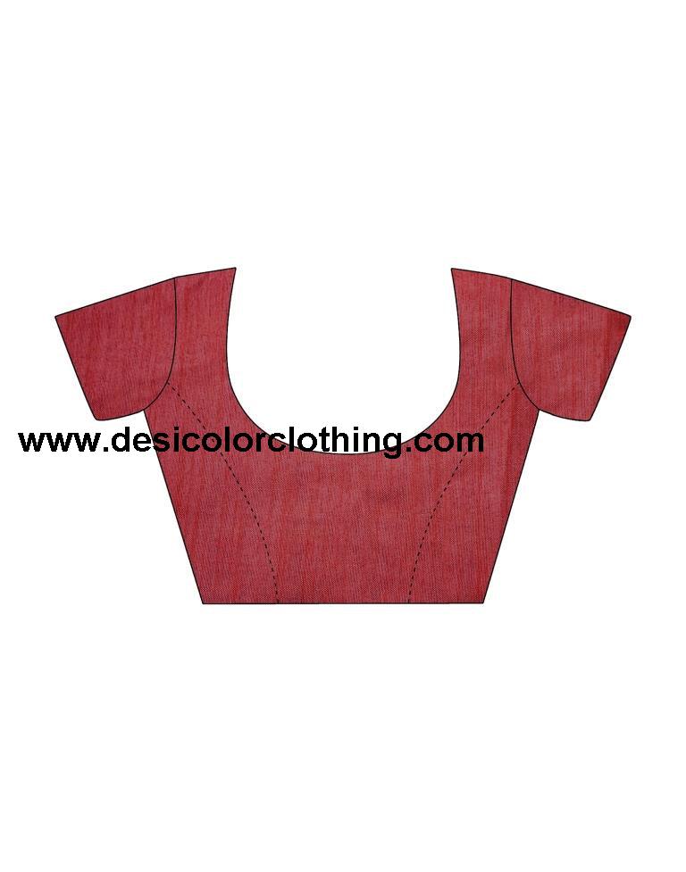 Red Striped Chiffon Printed Saree