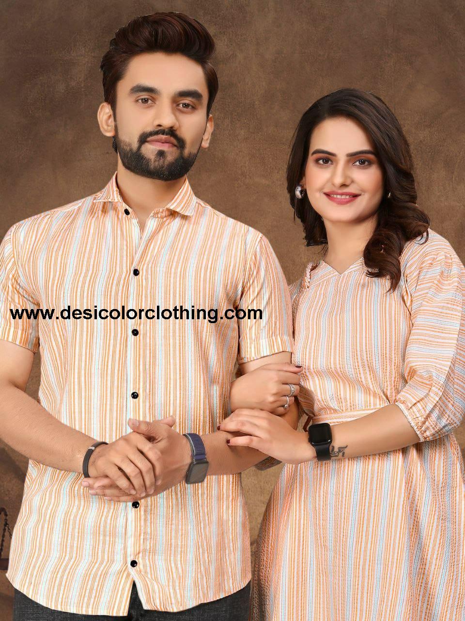Veer-Zara-2 Pure Cotton Couple Combo (Shirt & Tunic)