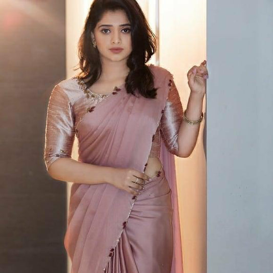 Product Image - Elegant Chocolate Lady Heavy Rangoli Silk Designer Saree with Handwork and Cutwork