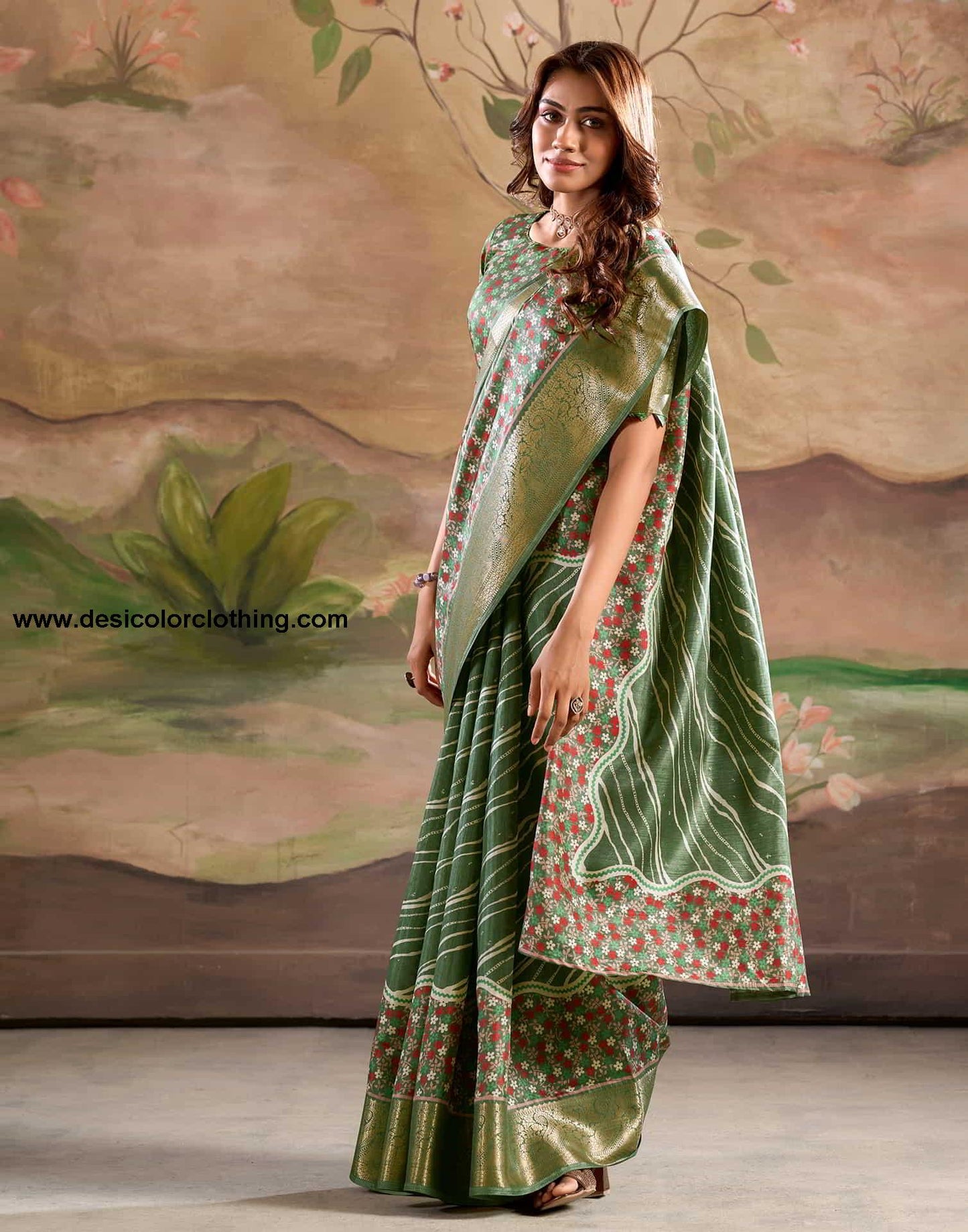 Blue Silk Printed Saree
