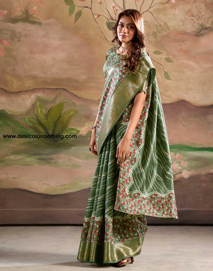 Blue Silk Printed Saree