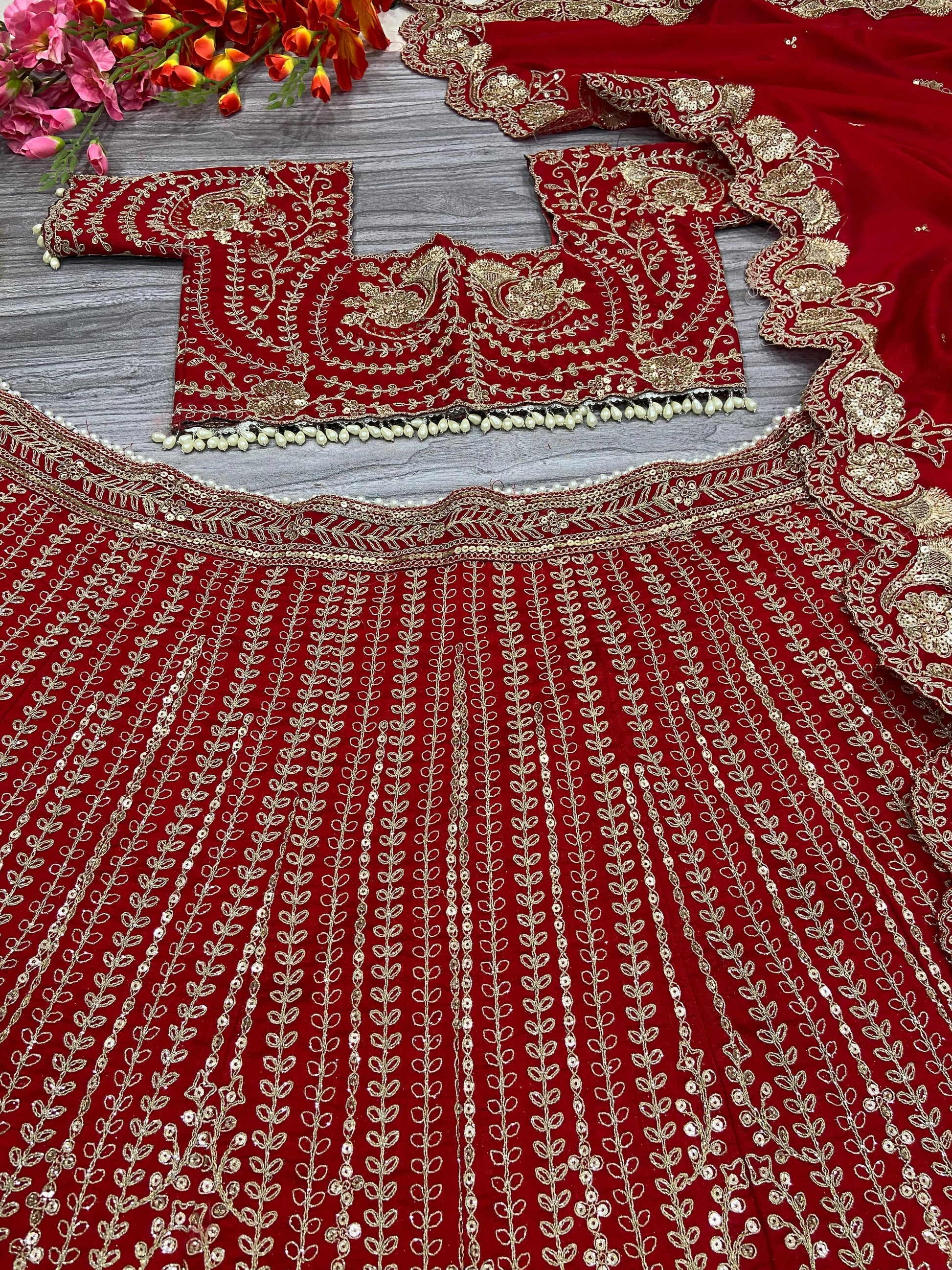 Product Image - Stunning Designer Lehenga Red