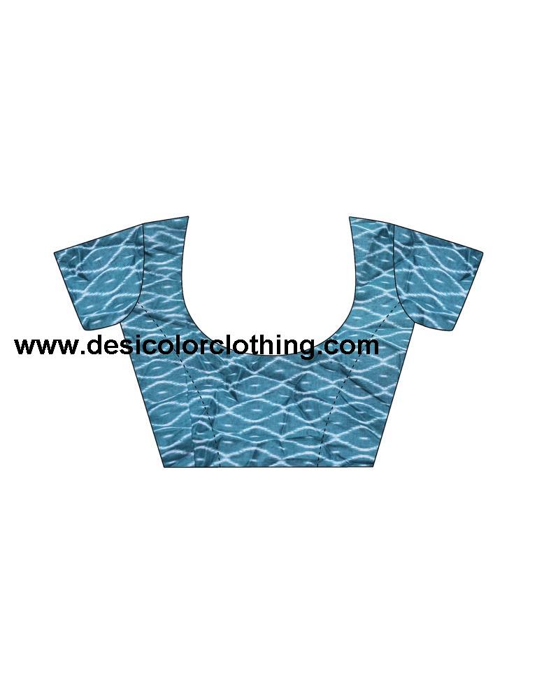 Blue Cotton Printed Ready To Wear