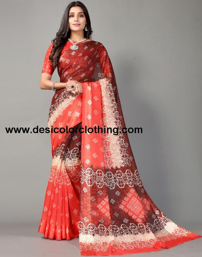Brown Cotton Saree