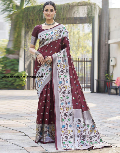 Silver Jacquard Silk Saree