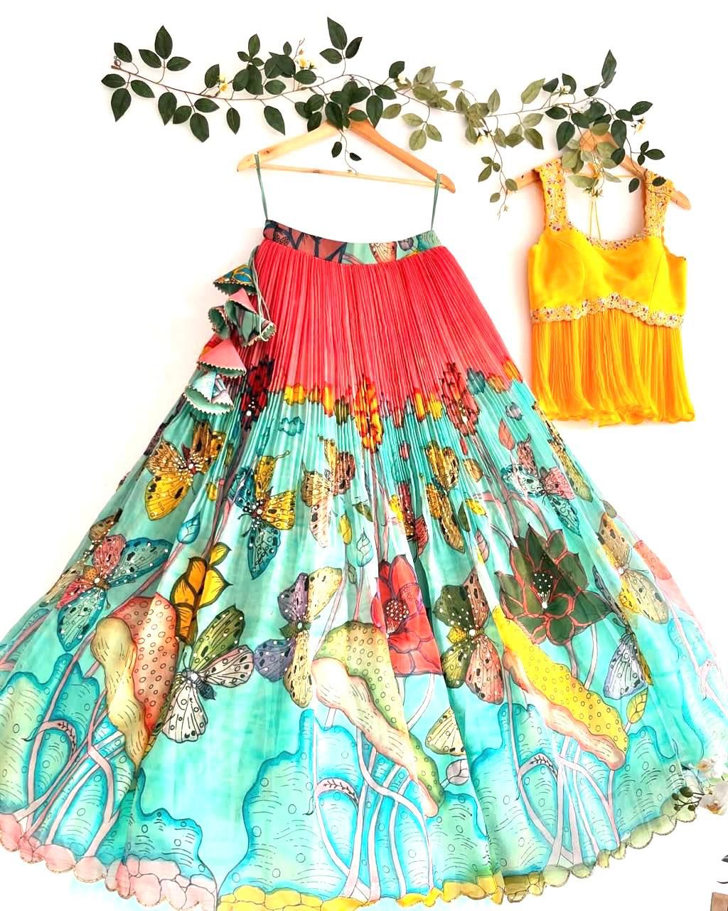 Product Image - Elegant Kalam Kari Kids Lehenga Set - Chinon Silk Embroidered Ethnic Wear