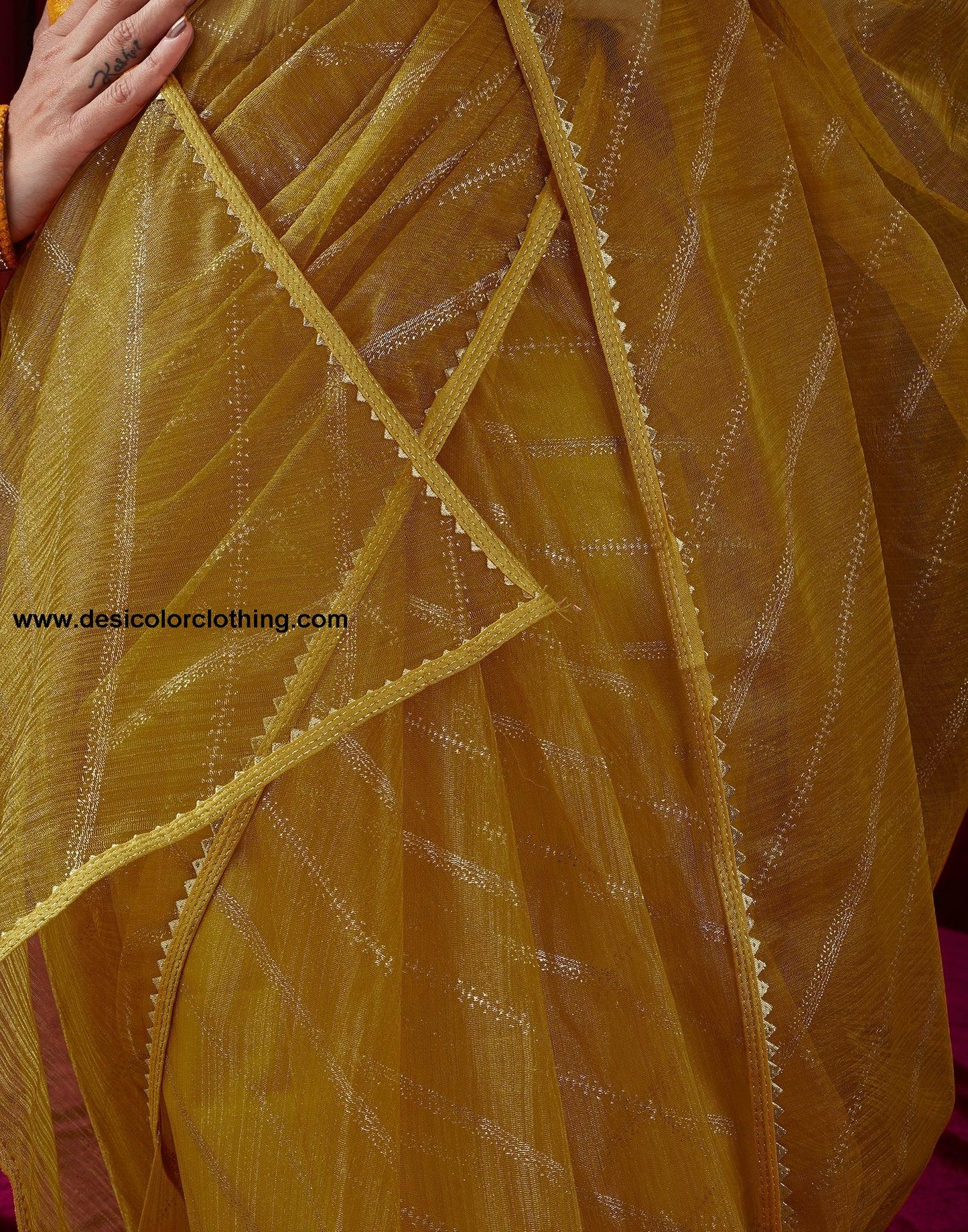 Turmeric Net Plain Saree