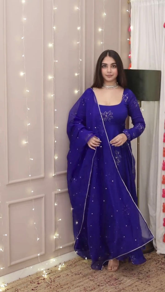 Product Image - Elegant Designer Saree - Georgette Fabric, Ethnic Wear, Wedding & Festive Attire