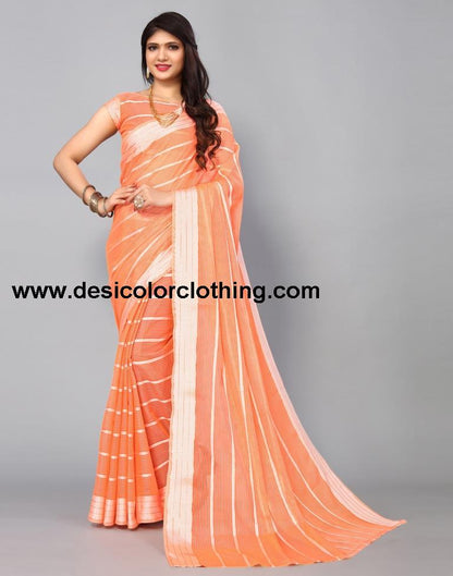 Orange Cotton Saree