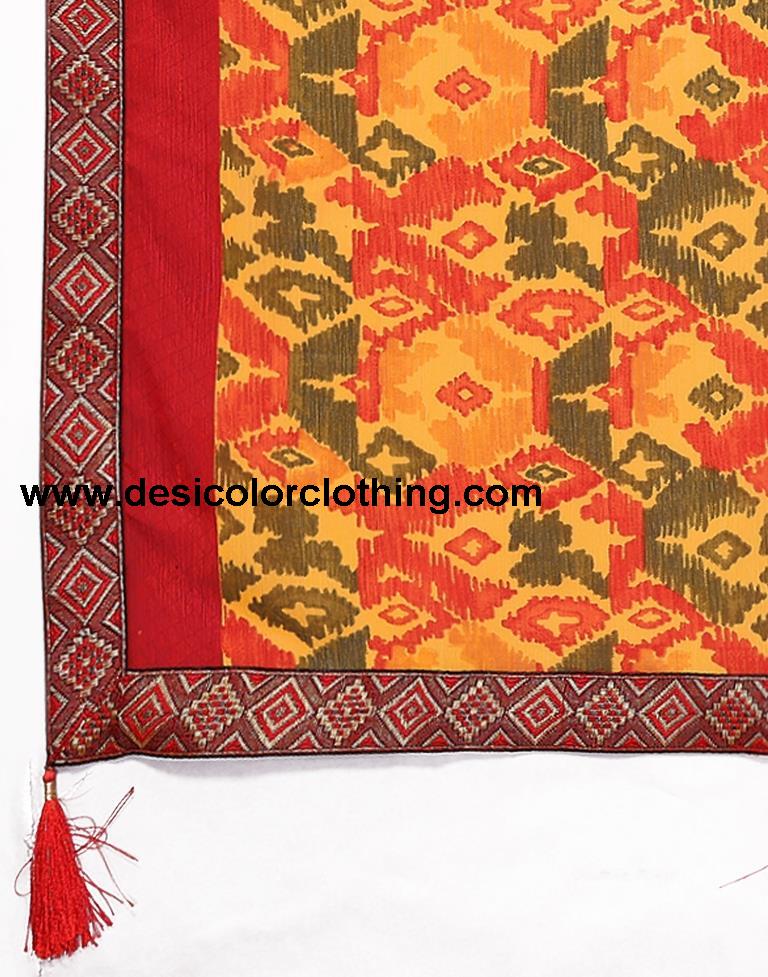 Turmeric Yellow Chiffon Printed Saree