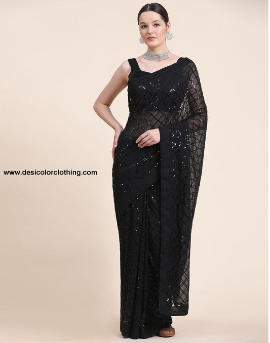 Black Sequence Saree