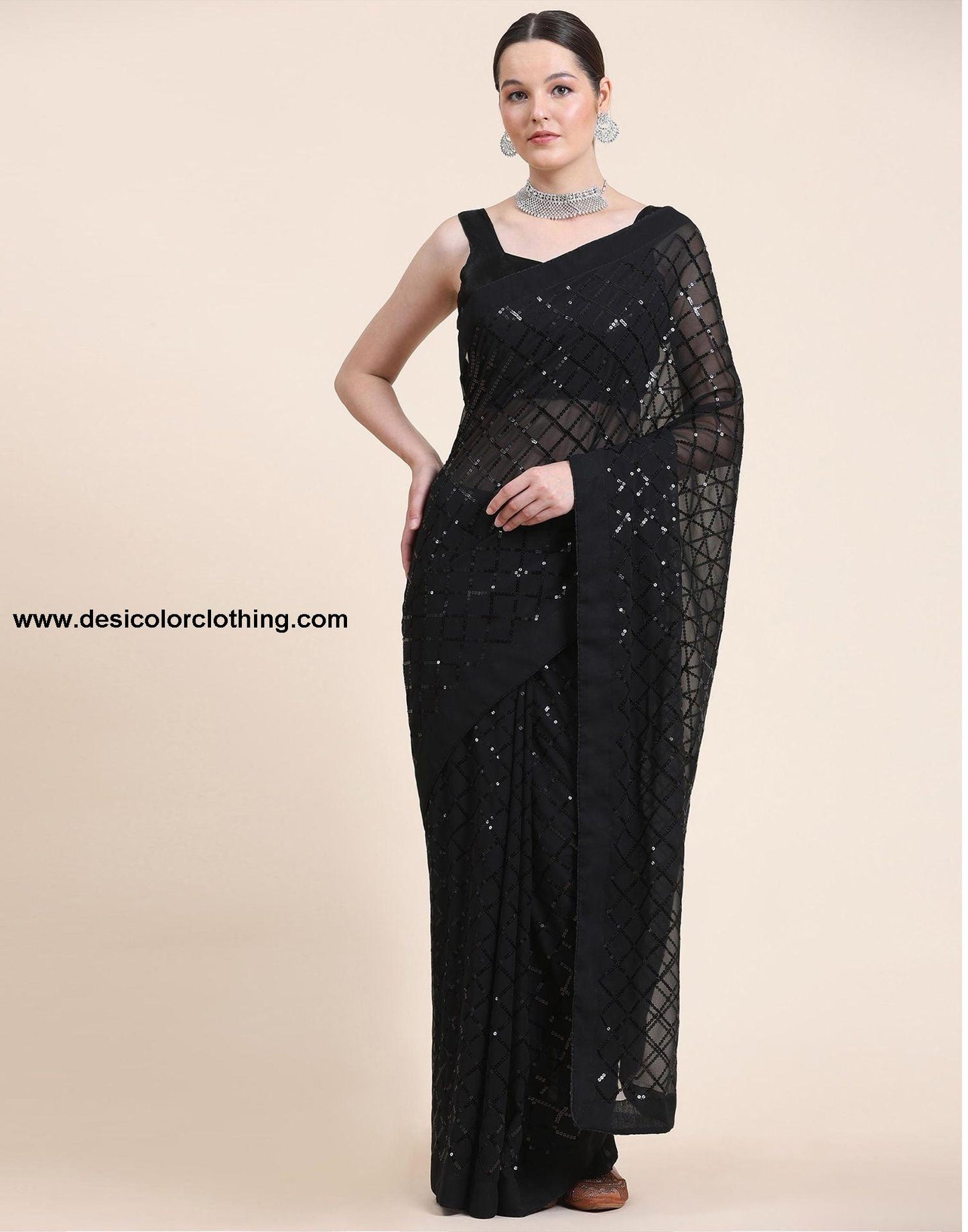 Black Sequence Saree