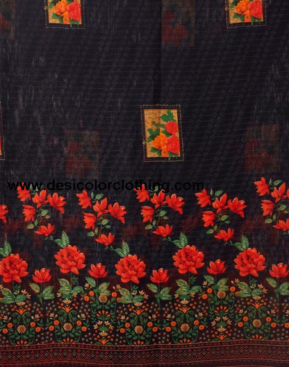 Black Georgette Printed Saree