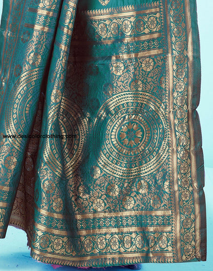 Rama Green Jacquard Silk Saree