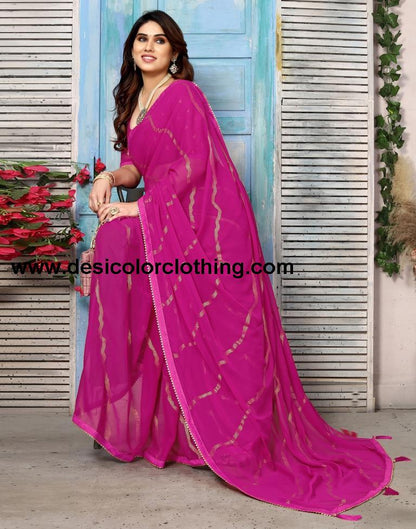 Rani Pink Georgette Printed Saree