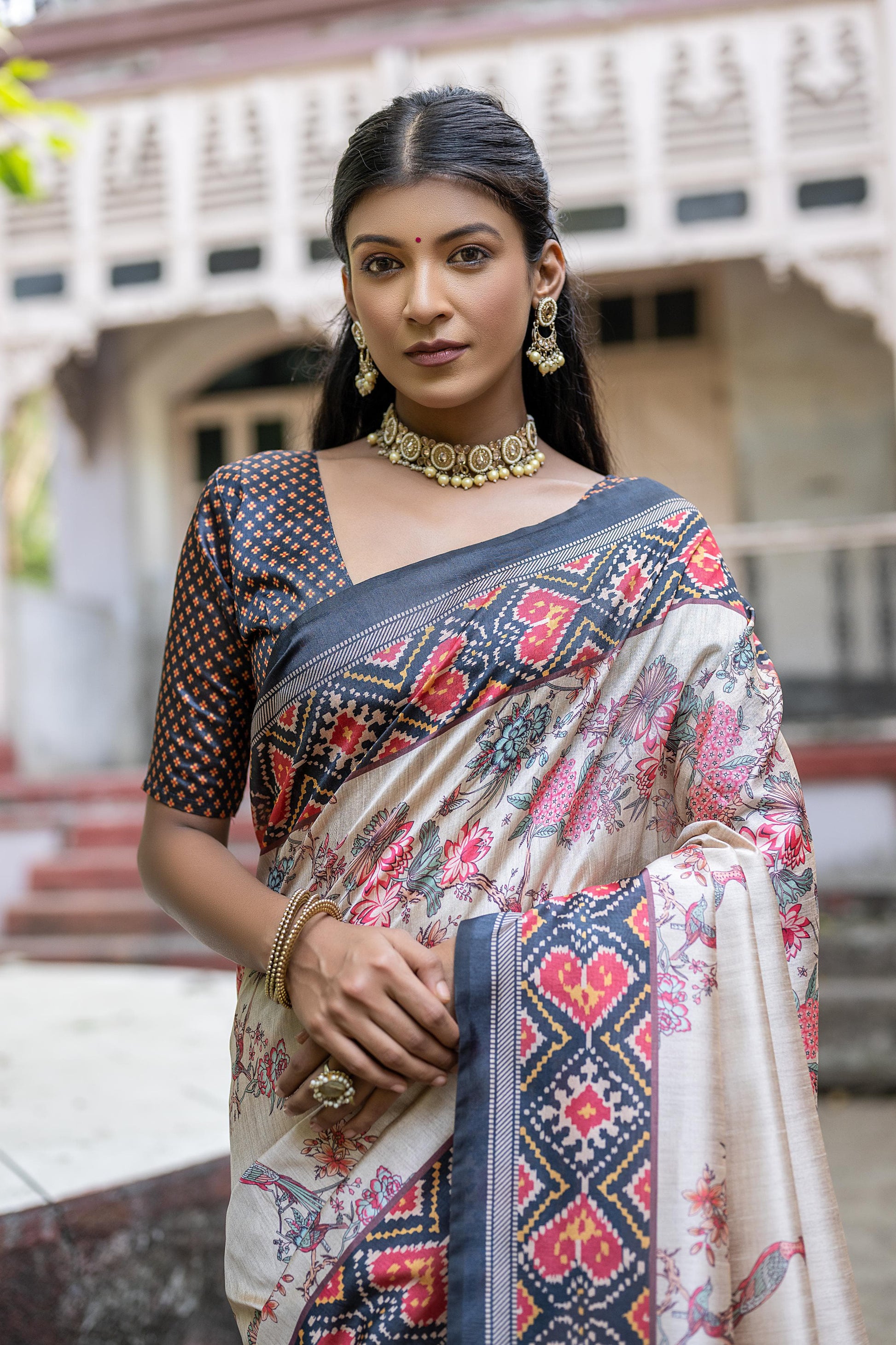 Product Image - Yogita Patola Designer Saree in Tussar Silk with Patola Print