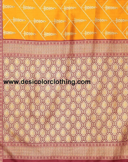 Yellow Banarasi Silk Saree
