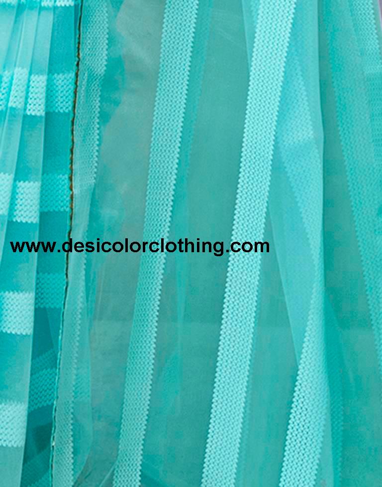 Turquoise Orgenza Plain Saree