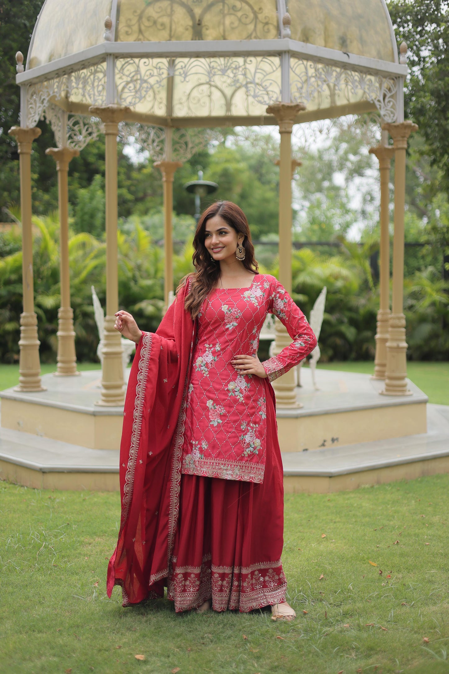 Product Image - Premium Designer Georgette Kurti-Plazo-Dupatta Set