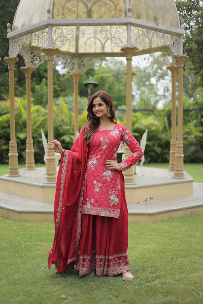 Product Image - Premium Designer Georgette Kurti-Plazo-Dupatta Set