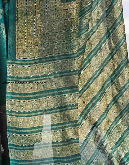 Rama Green Georgette Printed Saree