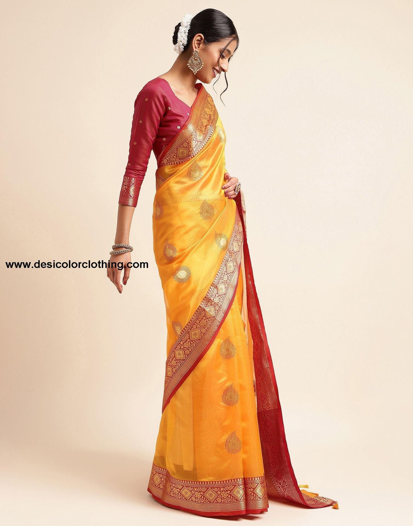 Turmeric Yellow Silk Banarasi Saree