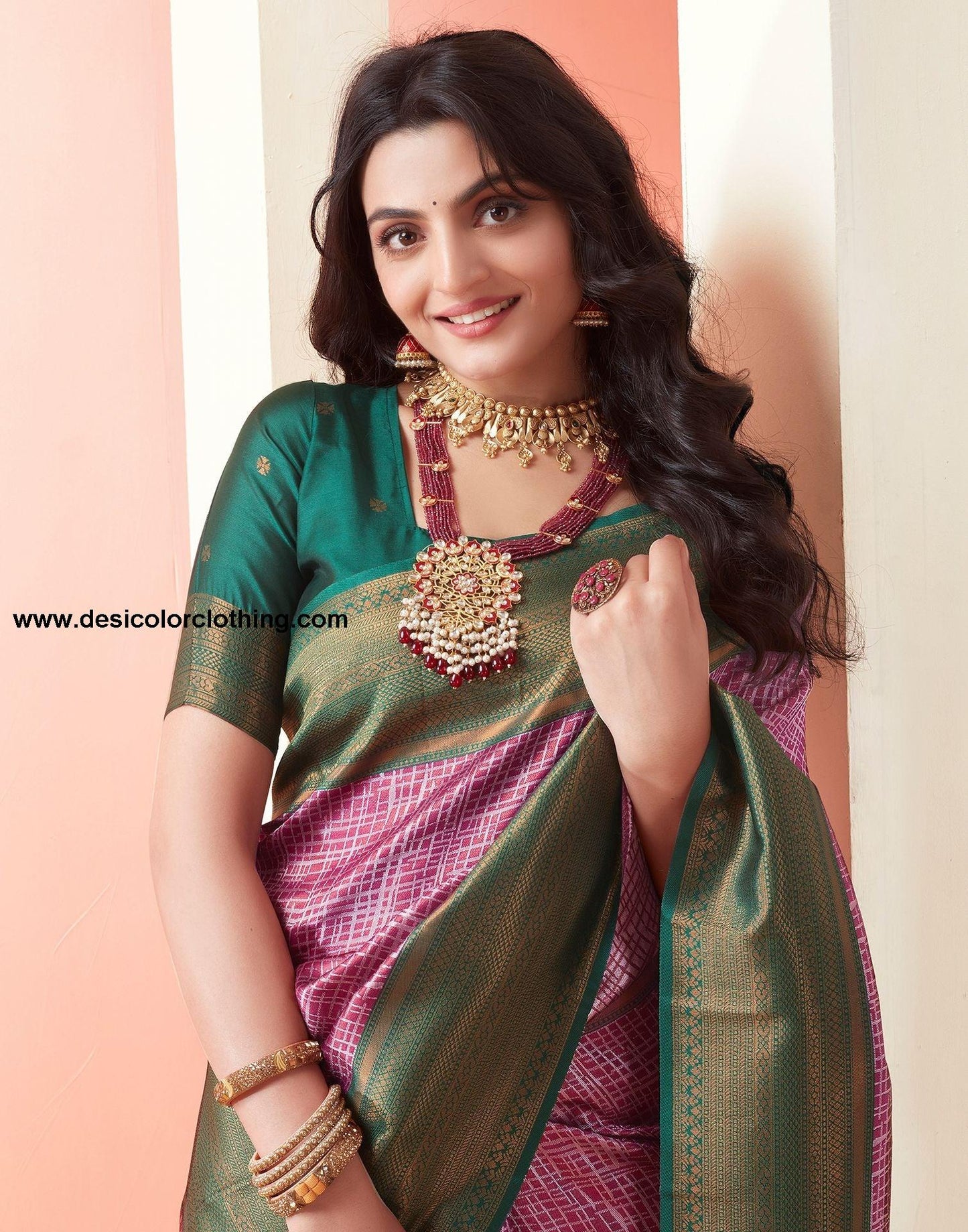 Dark Green Jacquard Silk Saree