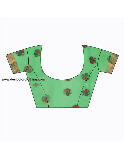 Dark Green Plain Cotton Saree