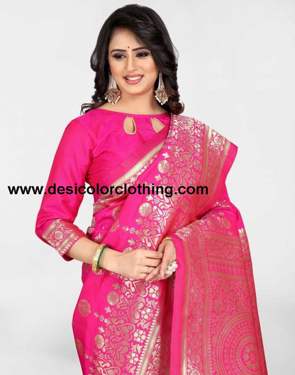 Pink Banarasi Silk Saree