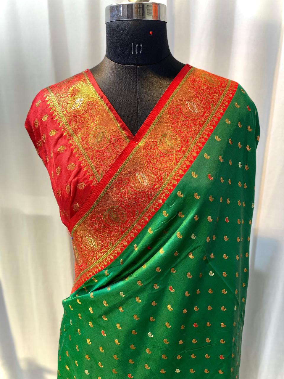 Product Image - Exquisite Pure Soft Paithani Silk Saree with Contrast Weaving Border