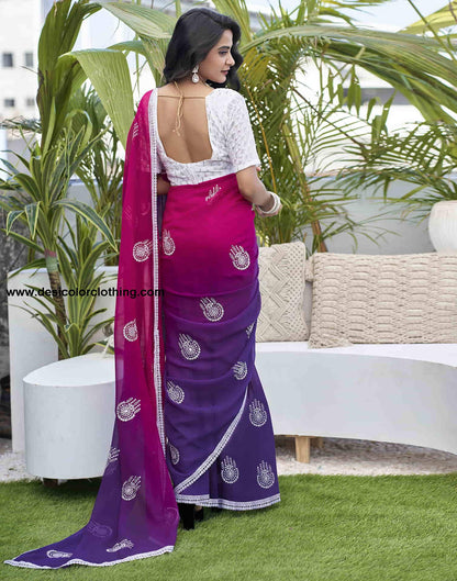 Violet Georgette Sequence Swarovski Saree