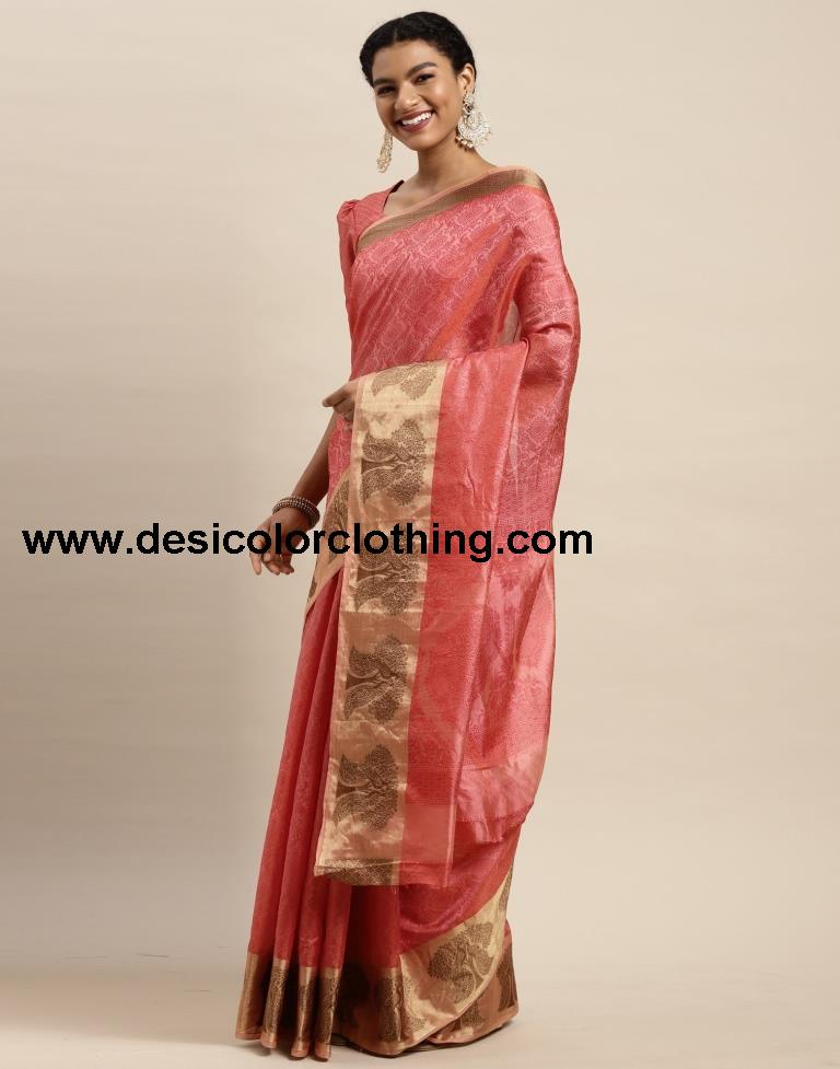 Rose Pink Organza Saree
