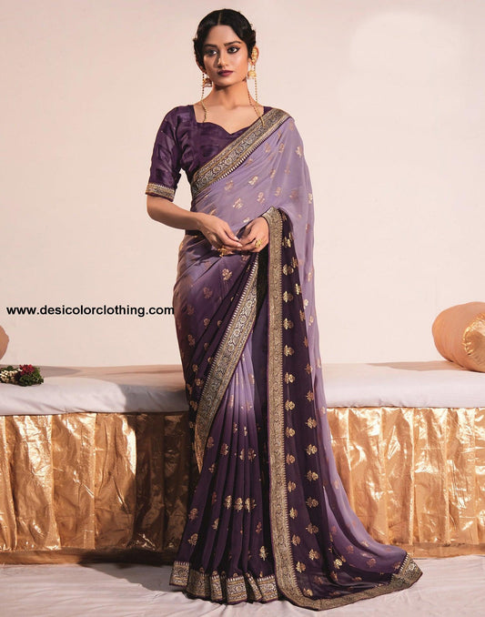 Wine Georgette Saree