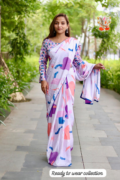 Product Image - Elegant Chinon Silk Saree - Ready to Wear Ethnic Collection