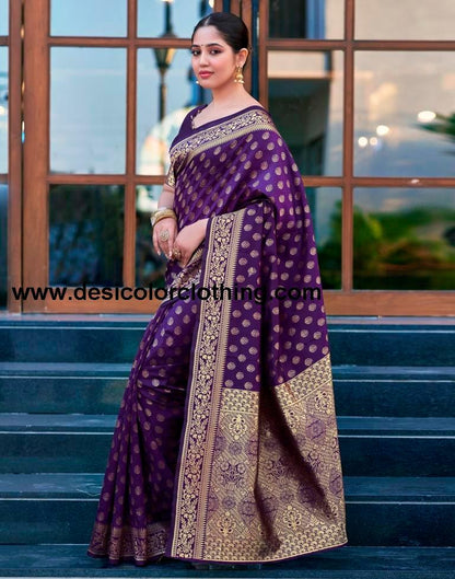 Purple Silk Weaving Saree