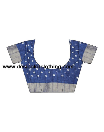 Dark Blue Silk Printed Saree