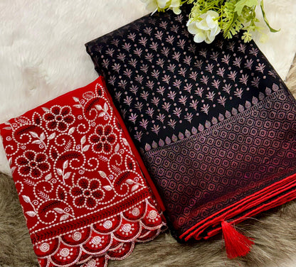 Product Image - Elegant Black Berry Georgette Saree