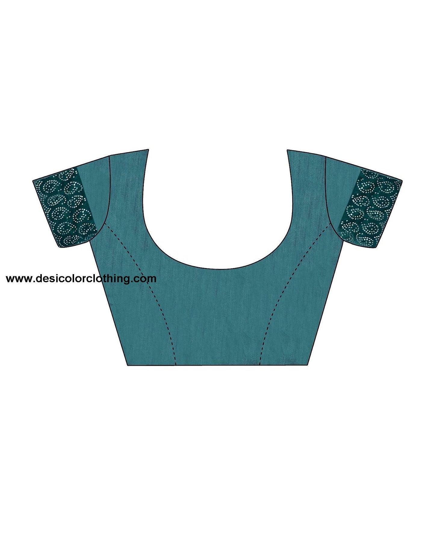 Turquoise Printed Silk Saree