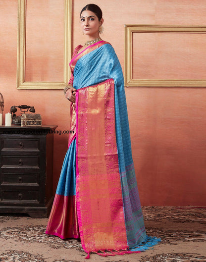 Blue Silk Weaves Saree