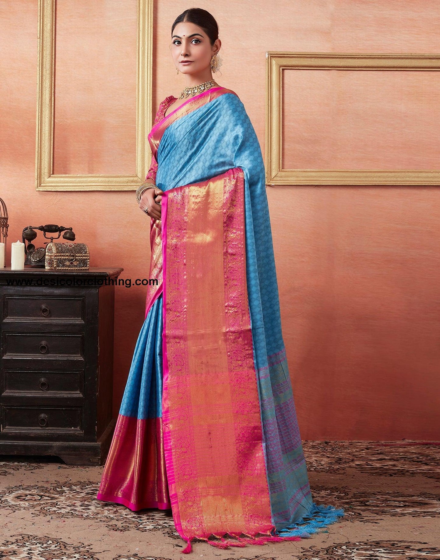 Blue Silk Weaves Saree